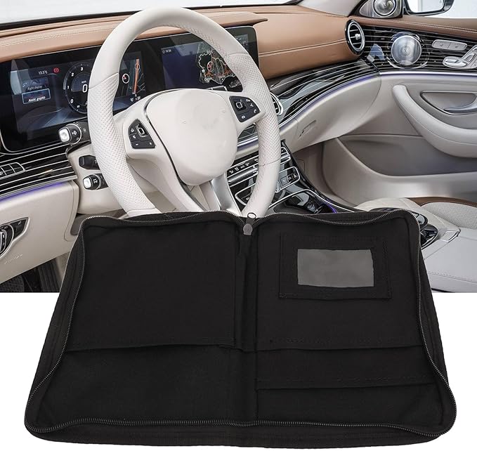 aqxreight Universal Car Glove Compartment Organizer with 6 Pockets, Zipped Outer Pocket, and Inner Slit Pocket for Easy Access to Documents and Cards, 600D Oxford Cloth