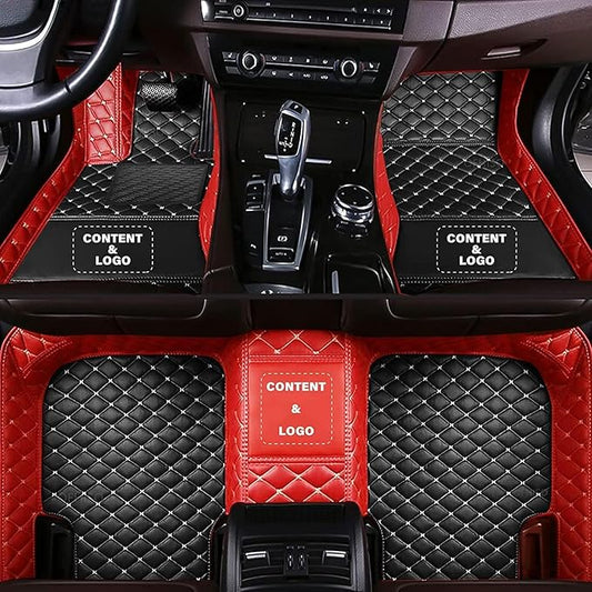 Custom Making Car Floor Mats for 98% Sedan SUV Car Protection Full Coverage Mats Anti-Slip Leather Floor Liners All Weather Car Floor Mats (Black+Red Side)