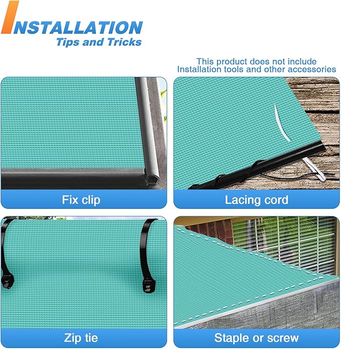 TANG Sun Shade Fabric Roll 8'x73' Shade Cloth for Garden Turquoise Green HDPE Mesh Shading Pergola Cover Replacement Canopy, 95% Blockage Sunshades for Outdoor Patio Backyard Plant