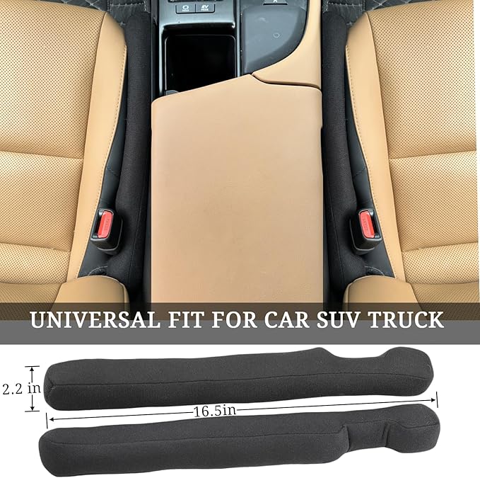 YLXGT Car Seat Gap Filler Universal for Car SUV Truck Accessories Seat Gap Blocker Fit Organizer Fill The Gap Between Seat and Console Stop Things from Dropping Pack of 2 Black