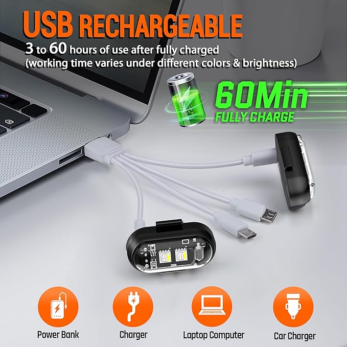 Wireless LED Strobe Lights Remote Control, 8 Colors USB Charing Waterproof Anti-Collision Flashing Emergency Warning Lights for Car Motorcycle Drone Aircraft Bike 4PCS