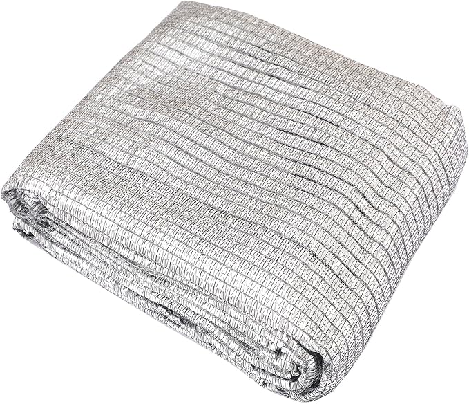 65% Aluminum Foil Shade Cloth with Grommets,10ft x 12ft, Mesh Sun Block Fabric Cover, Canopy, Privacy Screen for Outdoor Patio, Garden, Backyard, Silver