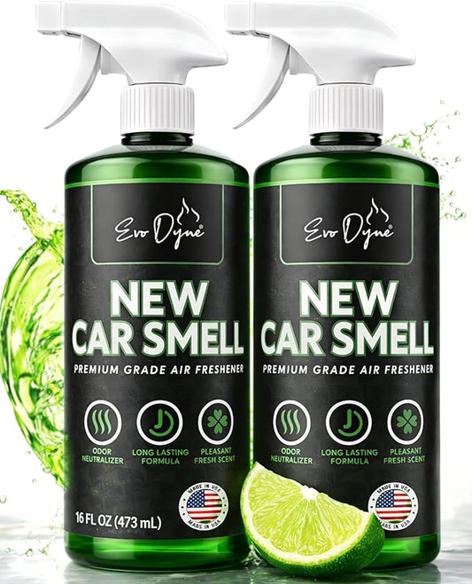 New Car Smell Spray (16oz), Made in USA | Long Lasting Car Air Fresheners Eliminates Odor - Air Fresheners for Cars, Trucks, & Other Vehicles – Fresh Scent Air Freshener Spray by Evo Dyne (2-Pack)