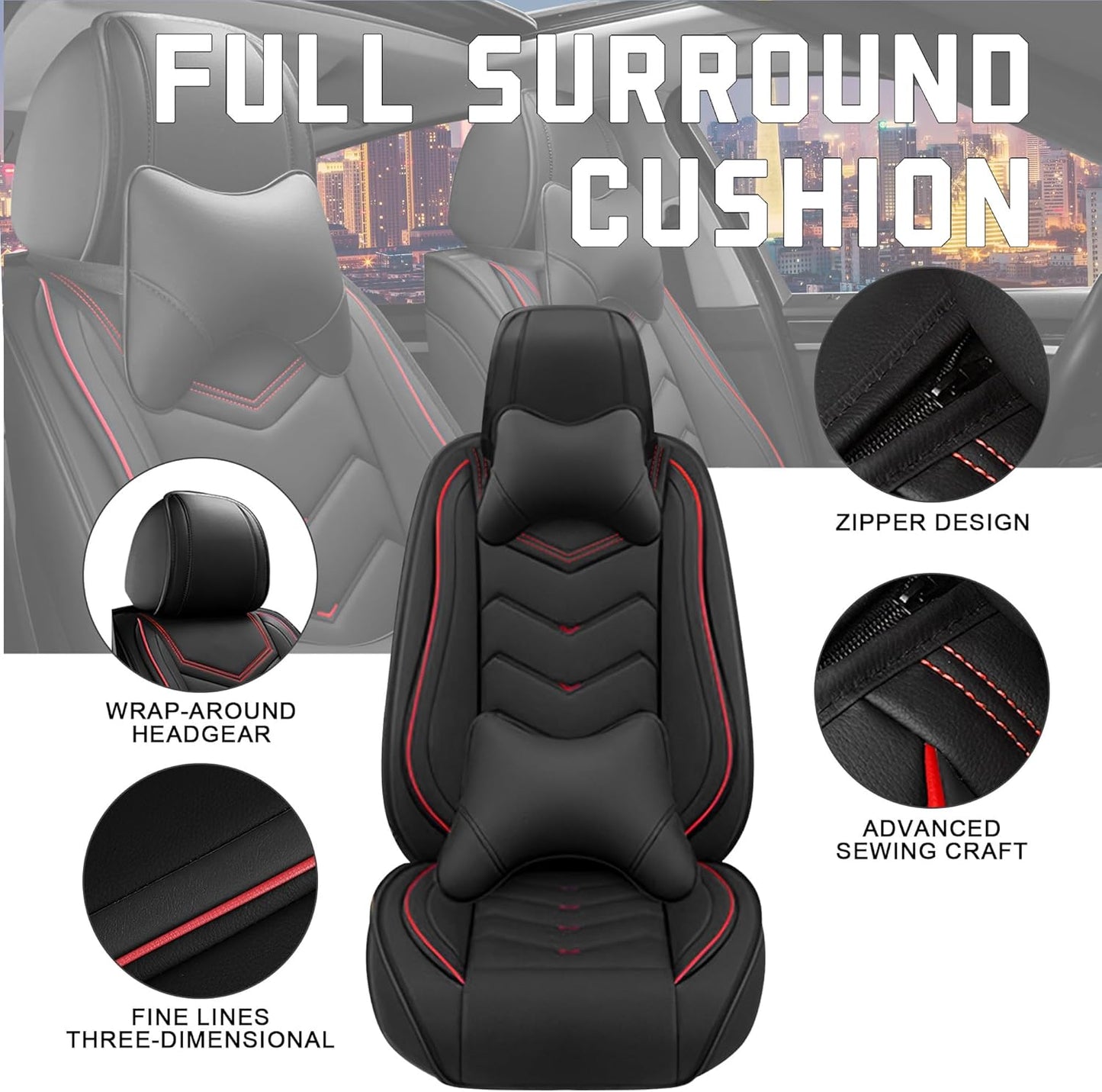 Car Seat Covers for Chrysler Pacifica 2004-2025, Stylish Sport Seat Cover, Premium Nappa Leather Car Seat Cover. Automobile Seat Covers Sets.(Luxury 2 Seats/Black)
