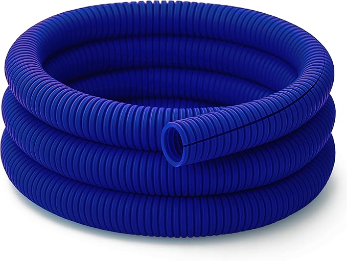 Electriduct Split Wire Loom Tubing Polyethylene Corrugated Flexible Conduit - 3/4" Nominal Size - 100 Feet - Blue