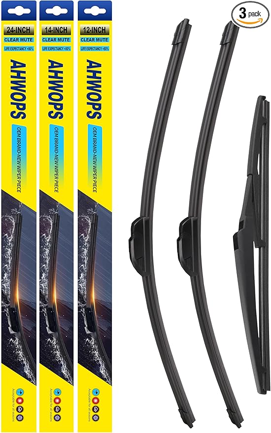 3 Wiper Front and Rear Wiper Blades for 2012-2019 Fiat 500, OE Original Style (24″/14″ Front/12″ Rear) For My Car