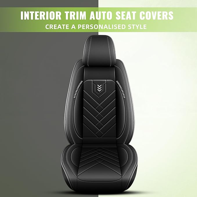 AOMSAZTO Car Seat Cover for Chevrolet Chevy Traverse 2018-2026 Front Set: Waterproof Faux Leather Car Seat Protector from Scratches - Interior Seat Covers Decoration Refresh Accessories - Black