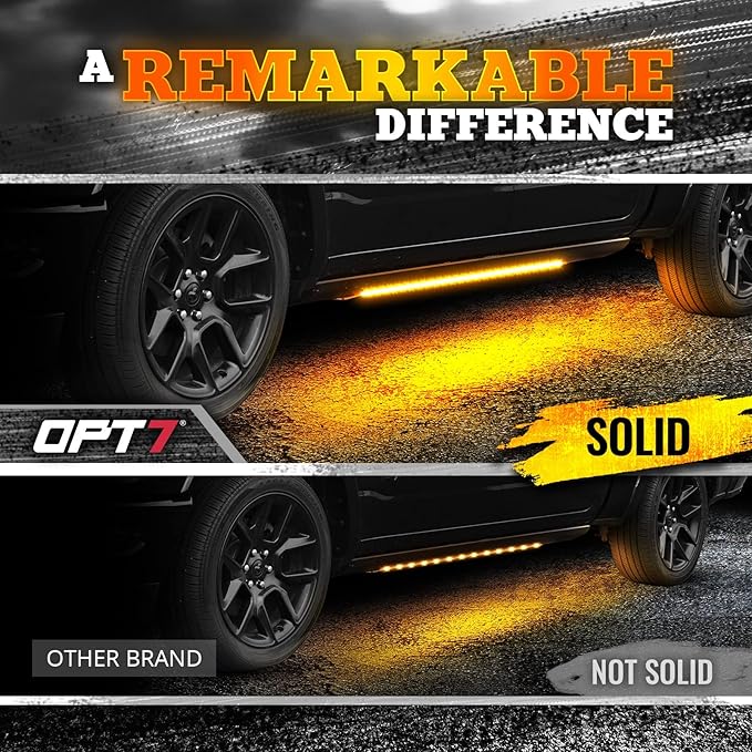 OPT7 Sidekick 86" Running Board Lights 2PCS LED Strips w/Sequential Amber Turn Signal Side Marker, DRL, White Courtesy Light for Extended Crew Cab Pickup - Truck Decorations