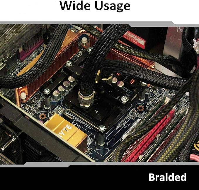 25ft - 1/4 Inch Cable Management Sleeve Protector,Wire Loom PET Expandable Wire Sleeving for Office TV Computer Home Theater Engine Bay Cord Organizer,Protect Cables from Pet Cat Dog Chewing,Black