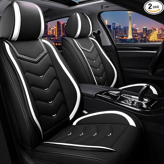 CTDS Car Seat Covers for Mazda CX-5 CX-3 CX-7 CX-9 CX-50 CX-30 CX-70 CX-90 2007-2026, Stylish Sport Seat Cover, Premium Nappa Leather Car Seat Cover.(Standard 2 Seats/Black White)