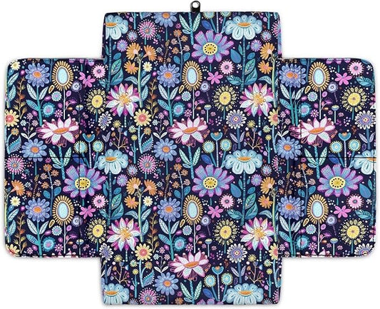 Wanyint Hippie Flower Lotus Car Center Console Cushion Cover Universal Armrest Box Mat Scratch Resistant Wear-Resistant Arm Rest Pad with Pockets Storage Bag Auto Accessories for Women