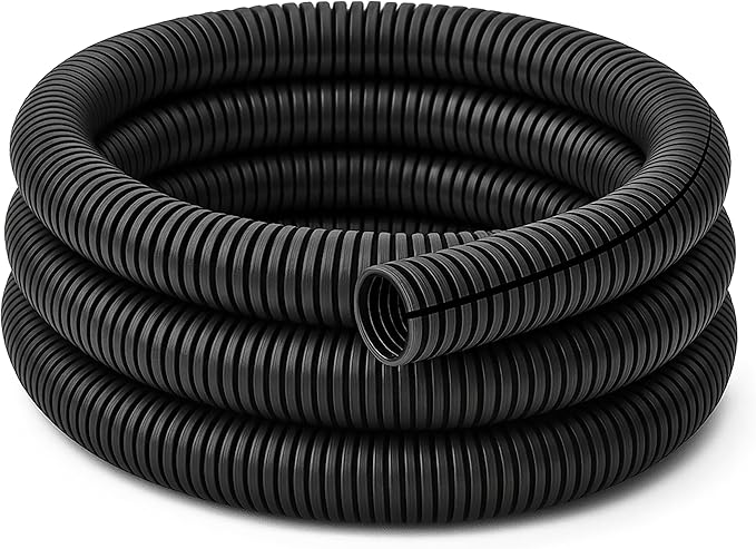 Electriduct Split Wire Loom Tubing Polyethylene Corrugated Flexible Conduit - 3/4" Nominal Size - 10 Feet - Black