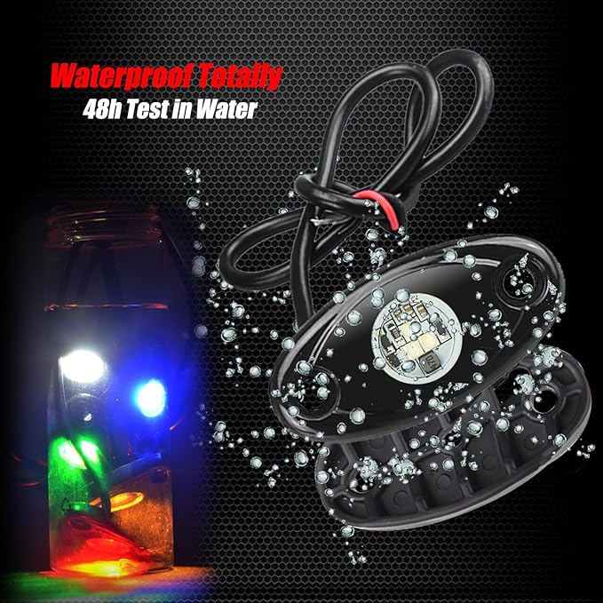 4 Pods LED Rock Lights, Ampper Waterproof LED Neon Underglow Light for Car Truck ATV UTV SUV Offroad Boat Underbody Glow Trail Rig Lamp (Red)