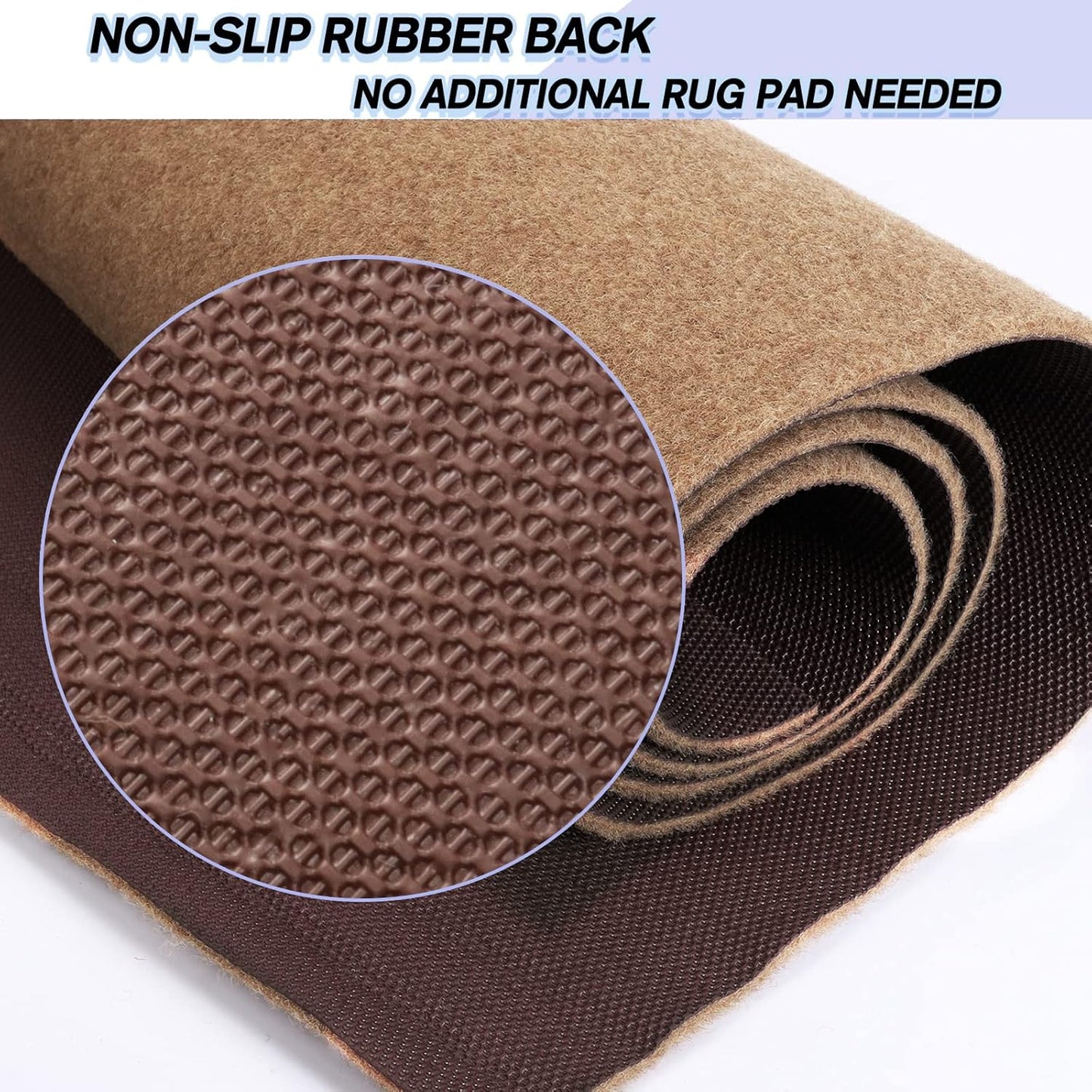 Custom Size Backed Non-Slip Area Rugs Runner, Easy Clean, Waterproof Runner Rugs for Hallway Entryway, Kitchen, Laundry, 2FT x 73FT, Beige