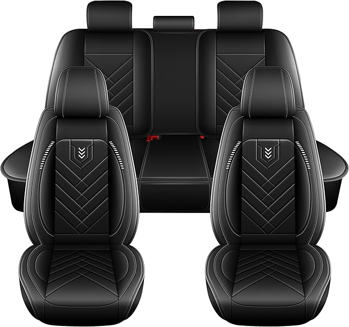AOMSAZTO Car Seat Covers Full Set Fit for Nissan Pathfinder 2011-2025 2026 Waterproof Faux Leather Car Seat Cushions Automotive 5 Seat Covers Set（Black）