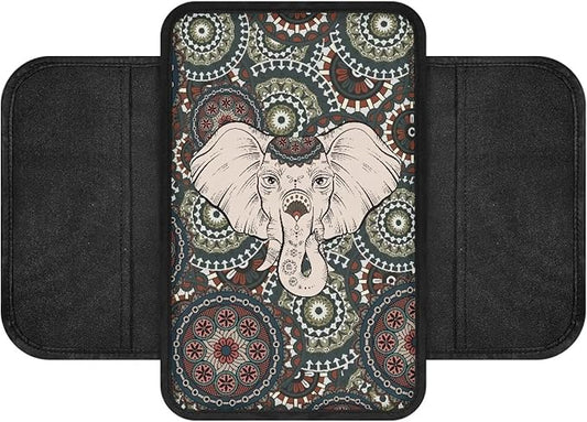 Boho Mandala and Elephant Print Center Console Covers for Cars Lightweight Armrest Cover for Car Washable Car Armrest Cushion Universal for Most Vehicle SUV Truck