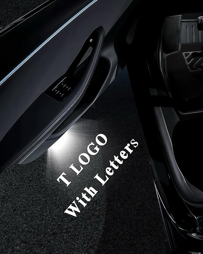 LOWEEY 4K Car Door Lights Logo Projector, Premium Accessories Compatible with All Tesla Model Y Juniper Model 3 Highland X S, OEM Style Ultra-Bright No Fade 3D Laser Puddle Welcome Ghost Light(4 Pack)