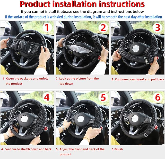 Bling Car Steering Wheel Cover, 15 Inch Rhinestones Soft Leather Elastic Steering Wheel Protector, Sparkly Crystal Diamond for Women Girls, Car Interior Accessories for Most Cars (White)