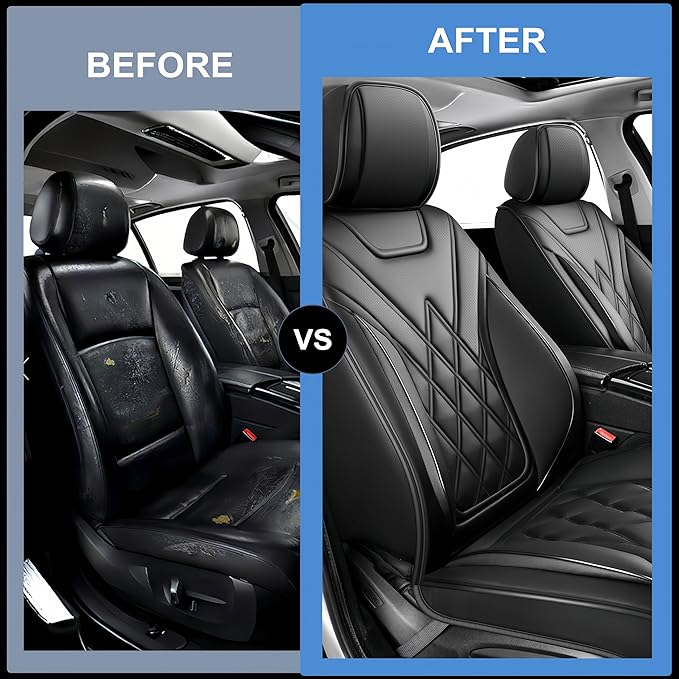 Santa Fe Seat Covers Custom Fit for Hyundai Santa Fe 2007-2026 (Only 5-Seat Version) - Full Set Premium Leather, Waterproof, All-Weather, Airbag Compatible, Car Seat Protectors (Redline)