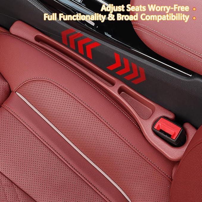 Car Seat Gap Filler Organizer of 2 - No Drop Seat Guard, Universal Car Seat Gap Filler, Durable Non-Slip Material, Easy 10-Second Install for Cars, Trucks & SUV(Beige)