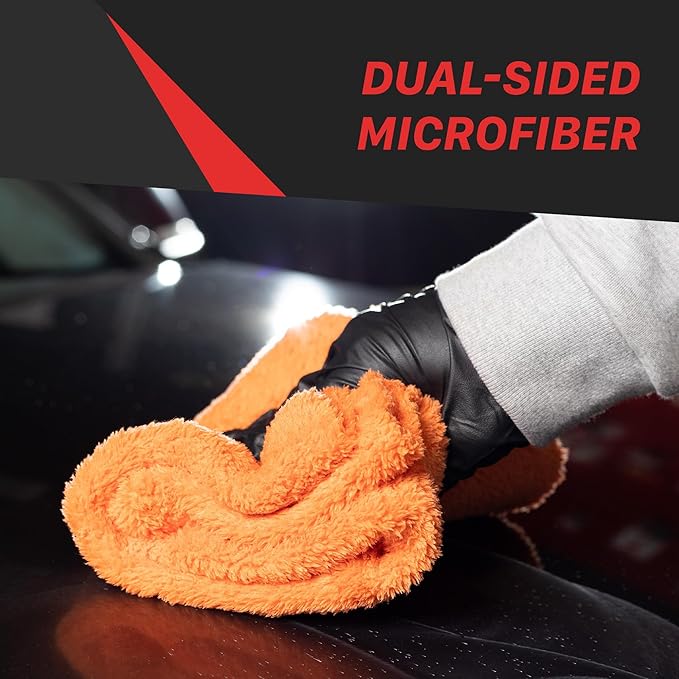 Maxshine 16" x 16" Universal 3-Pack 500GSM Orange Edgeless Microfiber Towel – Ultra-Soft & High Absorbency – Ideal for Car Detailing, Polishing & Finishing – Scratch-Free, Lint-Free Cloth