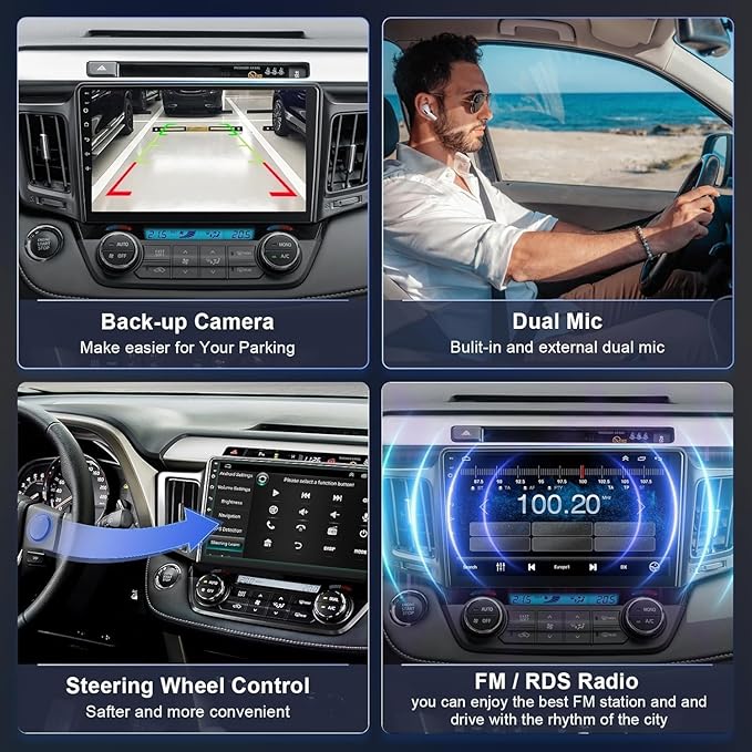 4G+64G Car Radio Stereo for Toyota RAV4 2013-2018, Wireless Carplay&Android Auto with Android 13 Support Bluetooth/Voice Control/GPS/WiFi/Back-up Camera/SWC/FM, 10.1 Inch IPS Touch Screen
