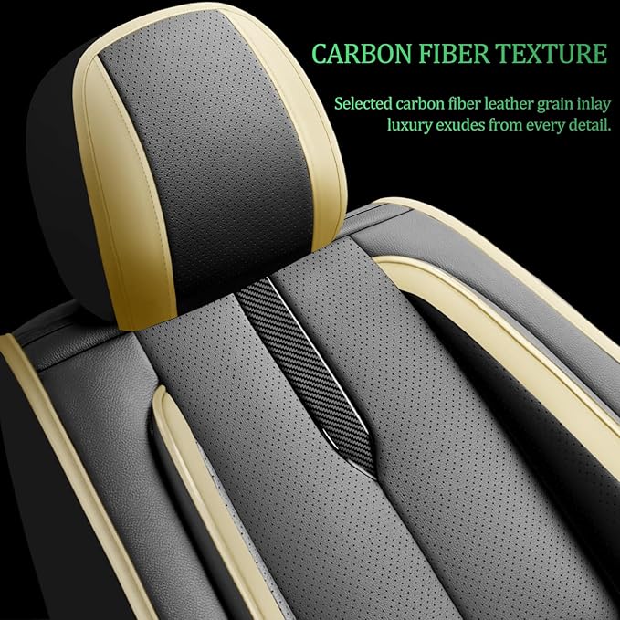 Fit Fj Cruiser Car Seat Covers for Toyota Fj Cruiser 2007-2013 2014 -Upgraded Premium Waterproof & Breathable Leather,Airbag Compatible,All-Weather Seat Cushion Protector,2 Front/Black-Beige