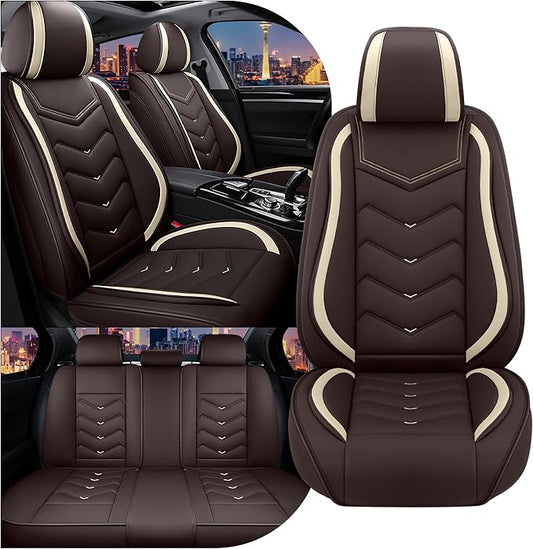 CTDS Car Seat Covers for Hyundai Kona 2018-2026, Stylish Sport Seat Cover, Premium Nappa Leather Car Seat Cover. Automobile Seat Covers Sets.(Standard 5 Seats/Coffee Color)