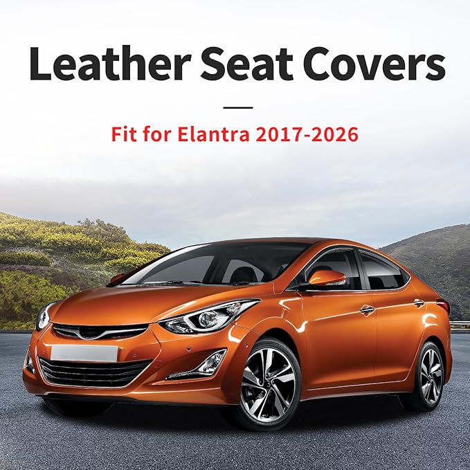 Fit Elantra Car Seat Covers for Hyundai Elantra 2017-2025 2026 - Premium Leather, Waterproof, All-Weather, Airbag Compatible, Breathable, Seat Protectors, Only 2 Front seat Covers, Gary