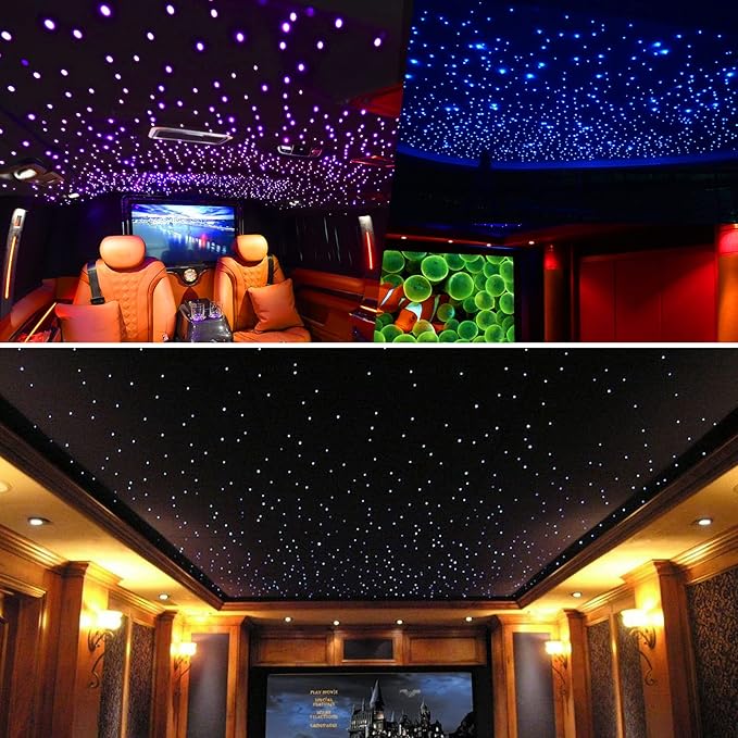 CHINLY Starlight Headliner kit 550pcs 9.8ft 0.03in starlights RGBW Fiber Optic Lights,APP+Remote Control Star Headliner kit, car Star Lights for car Ceiling Theater