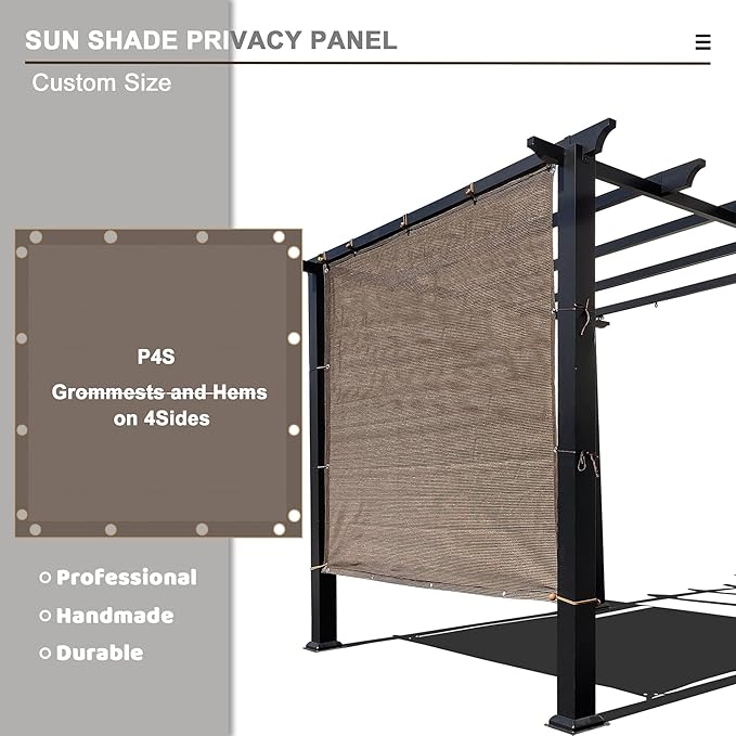 Alion Home Sun Shade Privacy Panel with Grommets and Hems on 4 Sides for Patio, Awning, Window, Pergola or Gazebo - Mocha Brown (10' x 14')