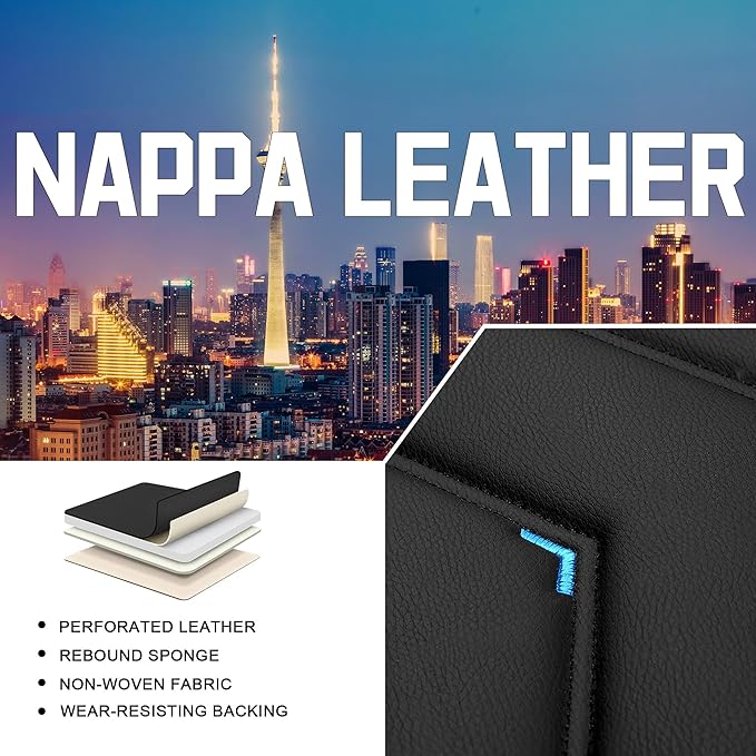 CTDS Car Seat Covers for Chevy Equinox 2005-2026, Stylish Sport Seat Cover, Premium Nappa Leather Car Seat Cover. Automobile Seat Covers Sets.(Standard 2 Seats/Black Blue)