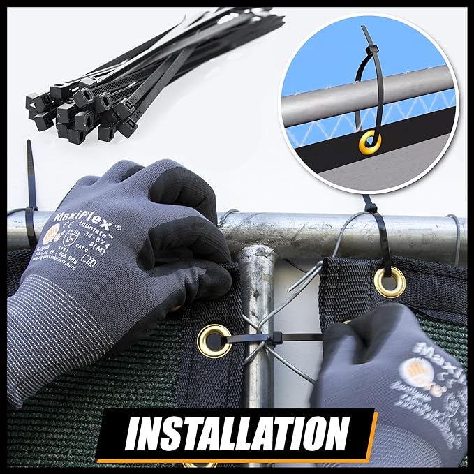 Royal Shade Custom Size 5' x 133' Black Fence Privacy Screen Windscreen Cover Netting Mesh Fabric Cloth - Cable Zip Ties Included (We Make Custom Size)
