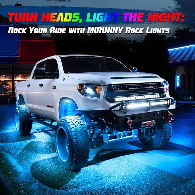 12 Pods RGB Rock Lights for Trucks,Multi Chasing Color App/Remote Control Led Rock Lights with Music Mode Underglow Kits for Cars Jeep UTV SUV ATV