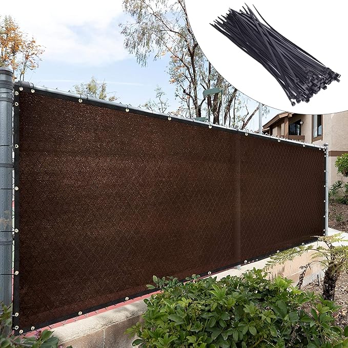 Royal Shade Custom Size 5' x 102' Brown Fence Privacy Screen Windscreen Cover Netting Mesh Fabric Cloth - Cable Zip Ties Included (We Make Custom Size)