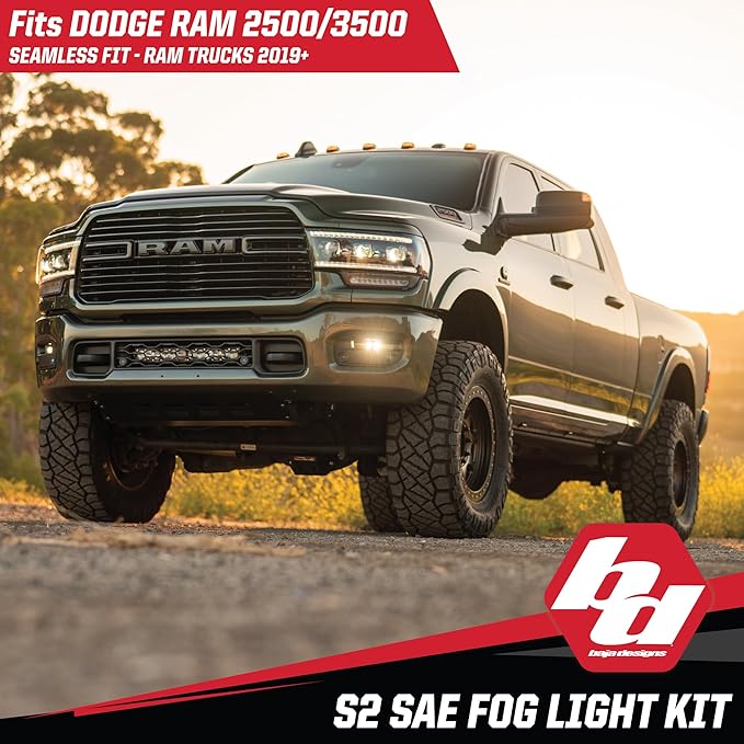 Baja Designs S2 LED SAE Fog Pocket Light Kit for Dodge Dodge Ram 2500/3500 2019+