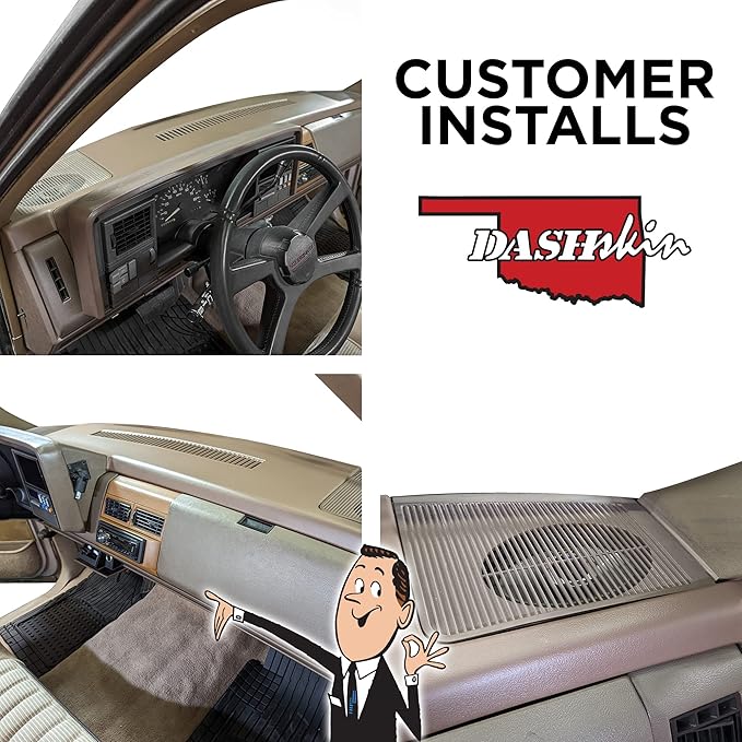 DashSkin Dash Cover Compatible with 1988-1994 C1500 C2500 C3500 K1500 K2500 K3500 Silverado Sierra Tahoe Yukon Suburban in Saddle (Tan) - Hard Molded Plastic Dashboard Cap