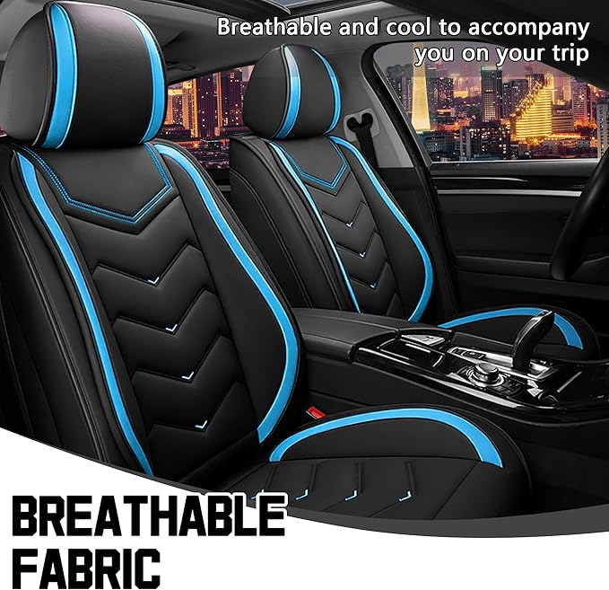 CTDS Car Seat Covers for Chevy Equinox 2005-2026, Stylish Sport Seat Cover, Premium Nappa Leather Car Seat Cover. Automobile Seat Covers Sets.(Standard 2 Seats/Black Blue)