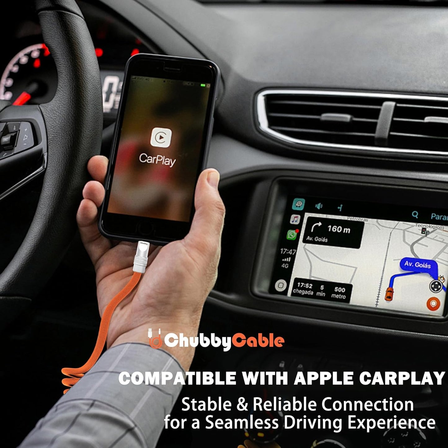 chubbycable Curly Chubby - Retractable Fast Charging Cable 240W Coiled Charger Cord for Car Durable USB-C Cable for Phones, Tablets and More, Orange+Orange, USB-A to Type-C, 1.3FT-2.3FT