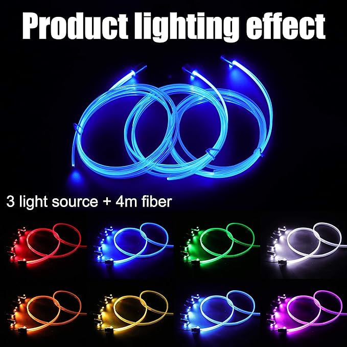 Car Ambient Lighting Kit 64 Colors Multicoloured Music Optic Fiber APP Control Car DIY Decorative Atmosphere Lighting DC 12V 1W 4m