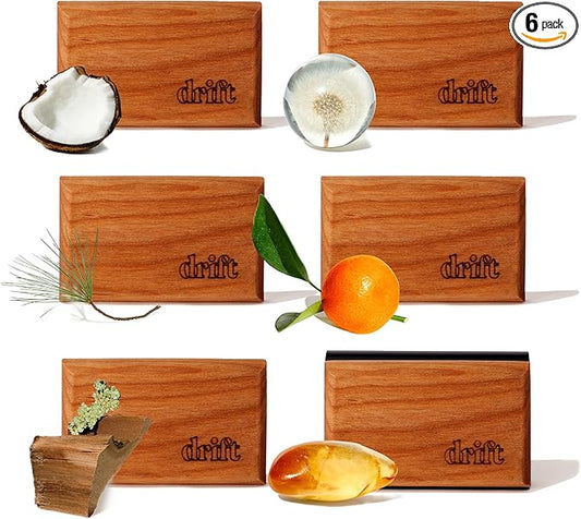 Drift Car Air Freshener Starter Kit - Wooden Deodorizer - Vehicle Odor Remover - Auto Scent Diffuser - Long-Lasting Car Freshening - Variety 6 Pack