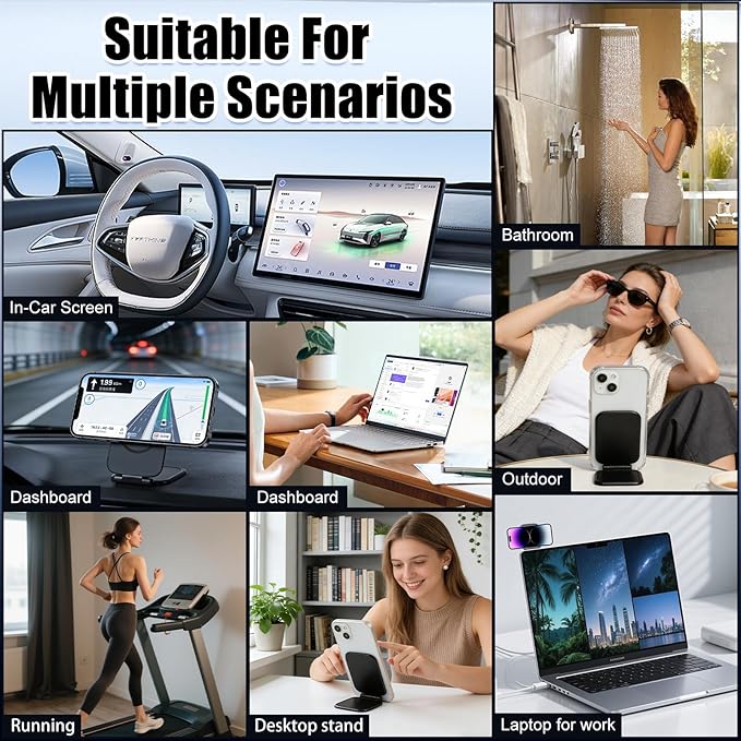 Ultra-Thin Foldable Magnetic Car Phone Mount,Ultrathin Adjustable Magnetic Phone Holder,New Portable Dual Sided Magnetic Phone Holder for Car,Fit for All Phone,Laptop,Gym
