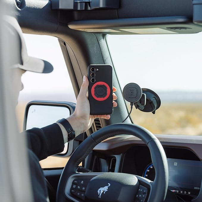 Quad Lock Heavy Duty Suction Car Phone Mount with MAG Phone Case and MAG Wireless Charging Head for iPhone 17e