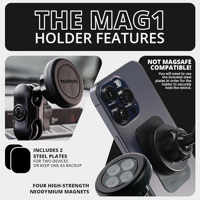 Tackform Link Phone Mount with Top Dash Clip - Compatible with 2021-2025 Ford Bronco | Aluminum | Zero Slip, Anti-Scratch | Universal Magnetic Phone Holder | 2" Arm | Pink | (NOT MAGSAFE Compatible)