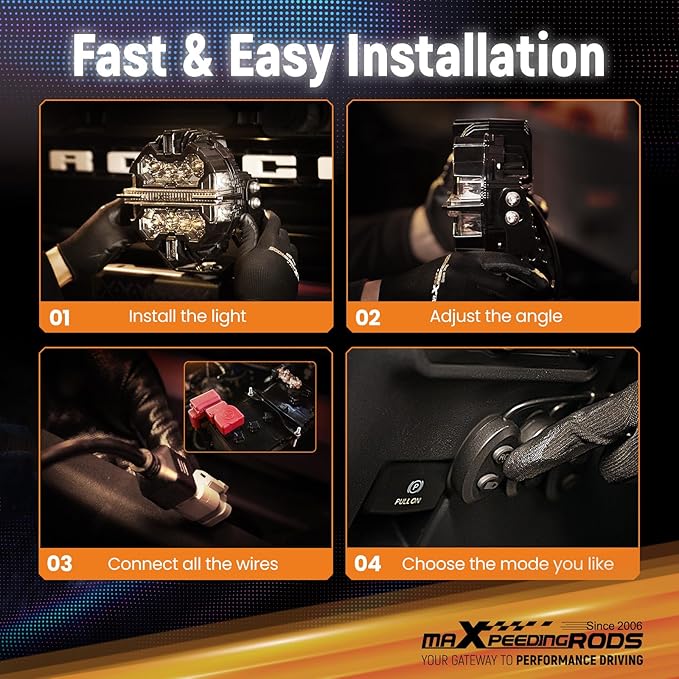 maXpeedingrods 5 inch 212W LED Off Road Lights, 7 RGB Colors LED Pod Light, Auxiliary Driving Lights 25440LM 3Modes, w/ 270°Side Shooter and Black Covers Spot Light for Jeep SUV Pickup ATV
