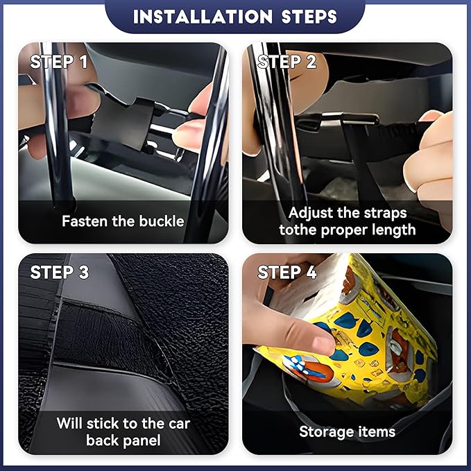 Car Trunk Organizer, Backseat Hanging Large Storage with Adjustable Straps,Waterproof PVC Collapsible Cargo Bag, Car Interior Accessories for Auto SUV MPV (Black)