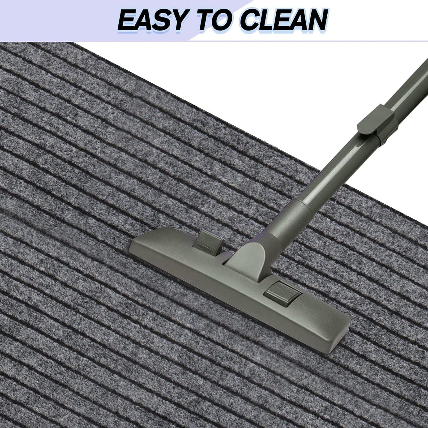 Custom Size Backed Non-Slip Area Rugs Runner, Easy Clean, Waterproof Runner Rugs for Hallway Entryway, Kitchen, Laundry, 2FT x 53FT, Gray Stripe