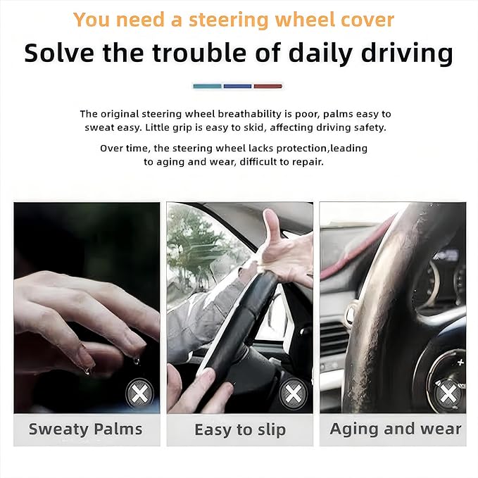 Car Steering Wheel Cover, 15 inch Microfiber Leather Carbon Fiber Soft Anti-Slip Breathable, Universal Size Elastic Car Accessory for Most Cars (White)