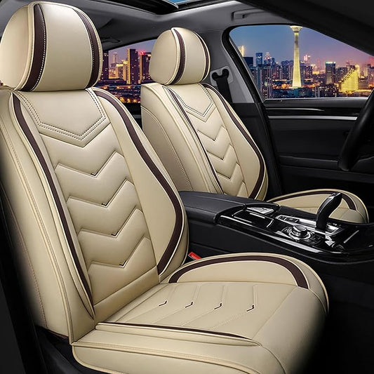 CTDS Car Seat Covers for Mazda CX-5 CX-3 CX-7 CX-9 CX-50 CX-30 CX-70 CX-90 2007-2026, Stylish Sport Seat Cover, Premium Nappa Leather Car Seat Cover.(Standard 2 Seats/Beige)