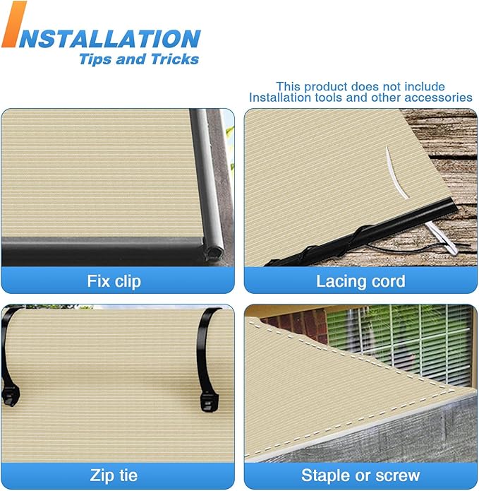 TANG Sun Shade Fabric Roll 8'x19' Shade Cloth for Garden Beige HDPE Mesh Shading Pergola Cover Replacement Canopy, 95% Blockage Sunshades for Outdoor Patio Backyard Plant